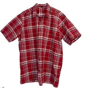 Schoffel Button up plaid collared shirt embroidered logo on pocket Size XXL